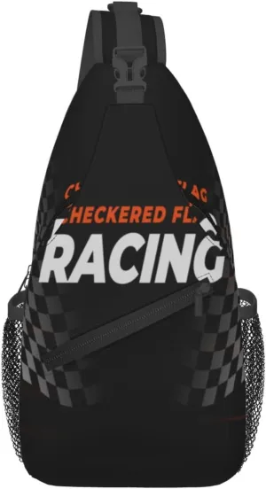 Crossbody Sling Bag for Men Women, Racing Flag Speed Race Car Sling Backpack Shoulder Chest Bag, Anti Theft Travel Hiking Daypacks