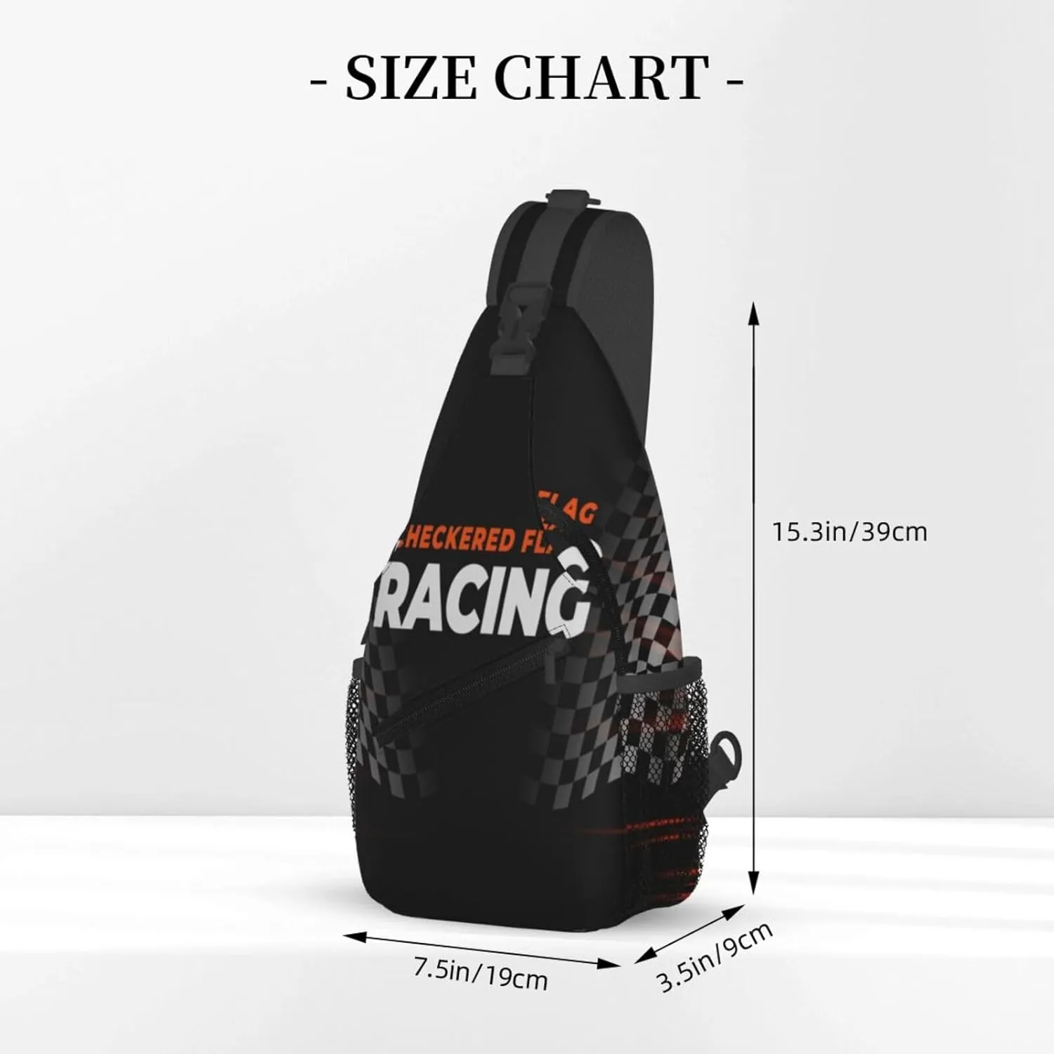 Crossbody Sling Bag for Men Women, Racing Flag Speed Race Car Sling Backpack Shoulder Chest Bag, Anti Theft Travel Hiking Daypacks