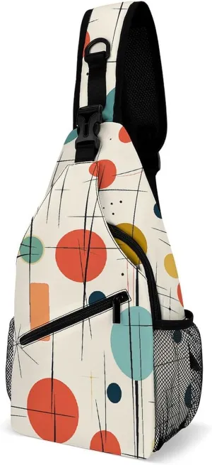 Crossbody Sling Bag Modern Mid Century Sling Backpack Shoulder Chest Bag Casual Chest BagFanny Packs