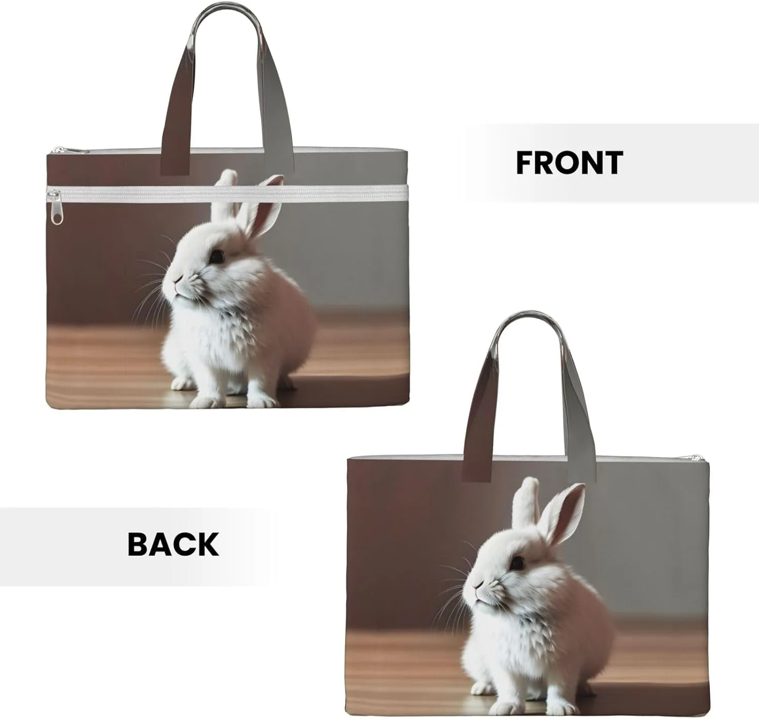 Cry White Rabbit Canvas Document Bag A4 File Organizer For School Supplies And Study