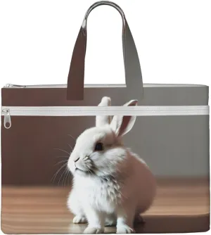 Cry White Rabbit Canvas Document Bag A4 File Organizer For School Supplies And Study