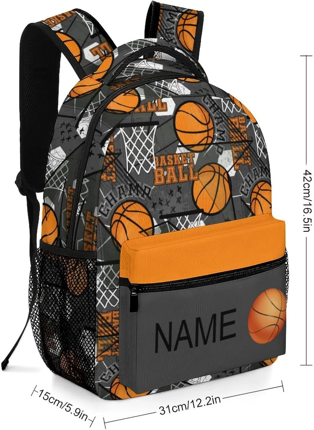 Custom Basketball Sport Backpack Personalized Name Text Backpack Daypacks Customized BookBags School Bag for Student Boys Girls