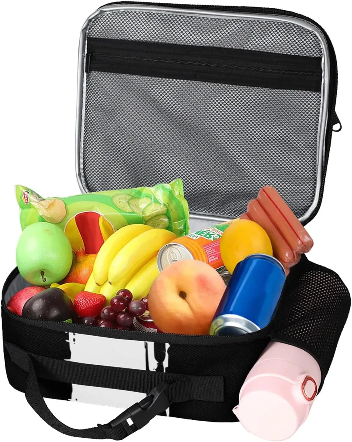 Custom Black White Paw Print Backpack and Lunch Box Set Personalized Backpack with Name, Customized Modern Stripe Lightweight Waterproof Travel Casual Daypacks