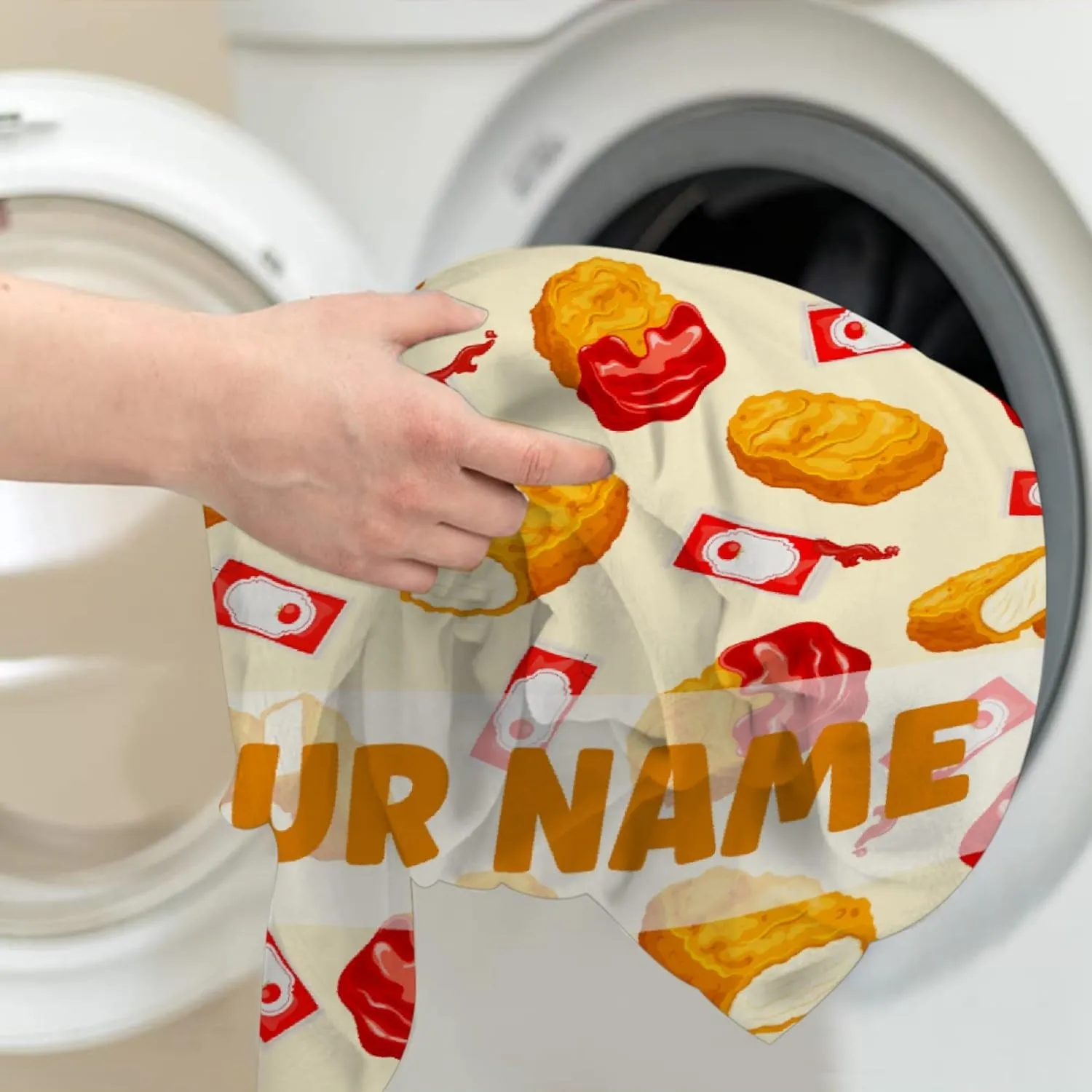 Custom Blanket with Name,Personalized Chicken Nugget Throw Blankets,Customized Swaddle Blanket for Girls Boys Kid Baby Newborn Toddler Kid Name Blanket Birthday Gift,60"x80"-Queen Size for Adults
