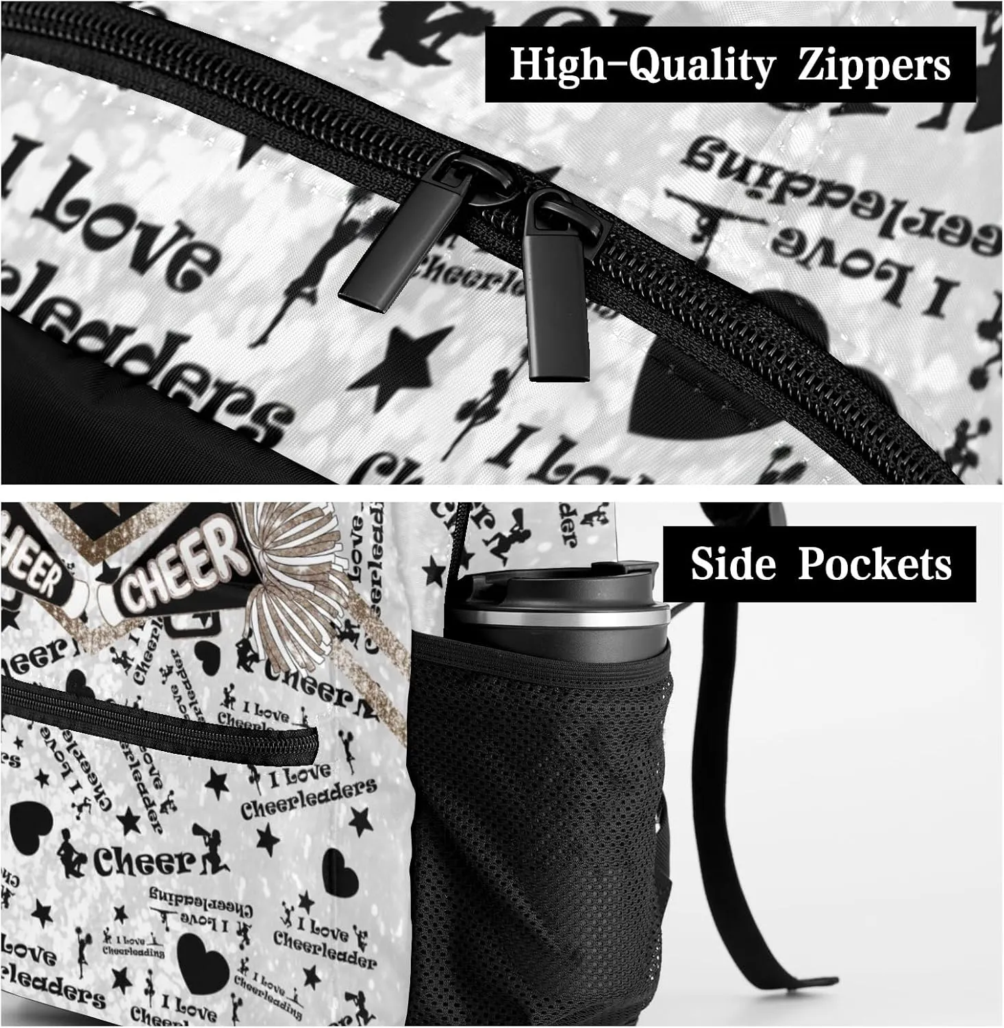 Custom Cheer Brown Khaki Sparkle Print Kids' Backpack Personalized Child Daypacks Shoulder Bag for Primary Junior High University Gift