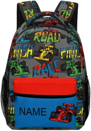 Custom Colorful Road Car Backpack Personalized Name Text Backpack Daypacks Customized BookBags School Bag for Student Boys Girls