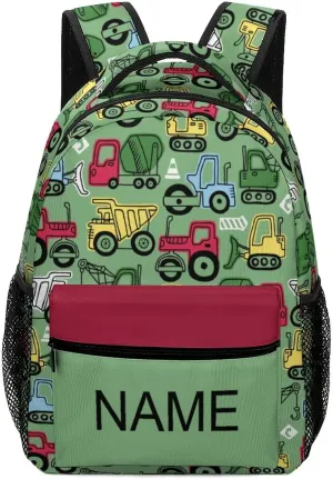 Custom Colorful Truck Car Backpack Personalized Name Text Backpack Daypacks Customized BookBags School Bag for Student Boys Girls