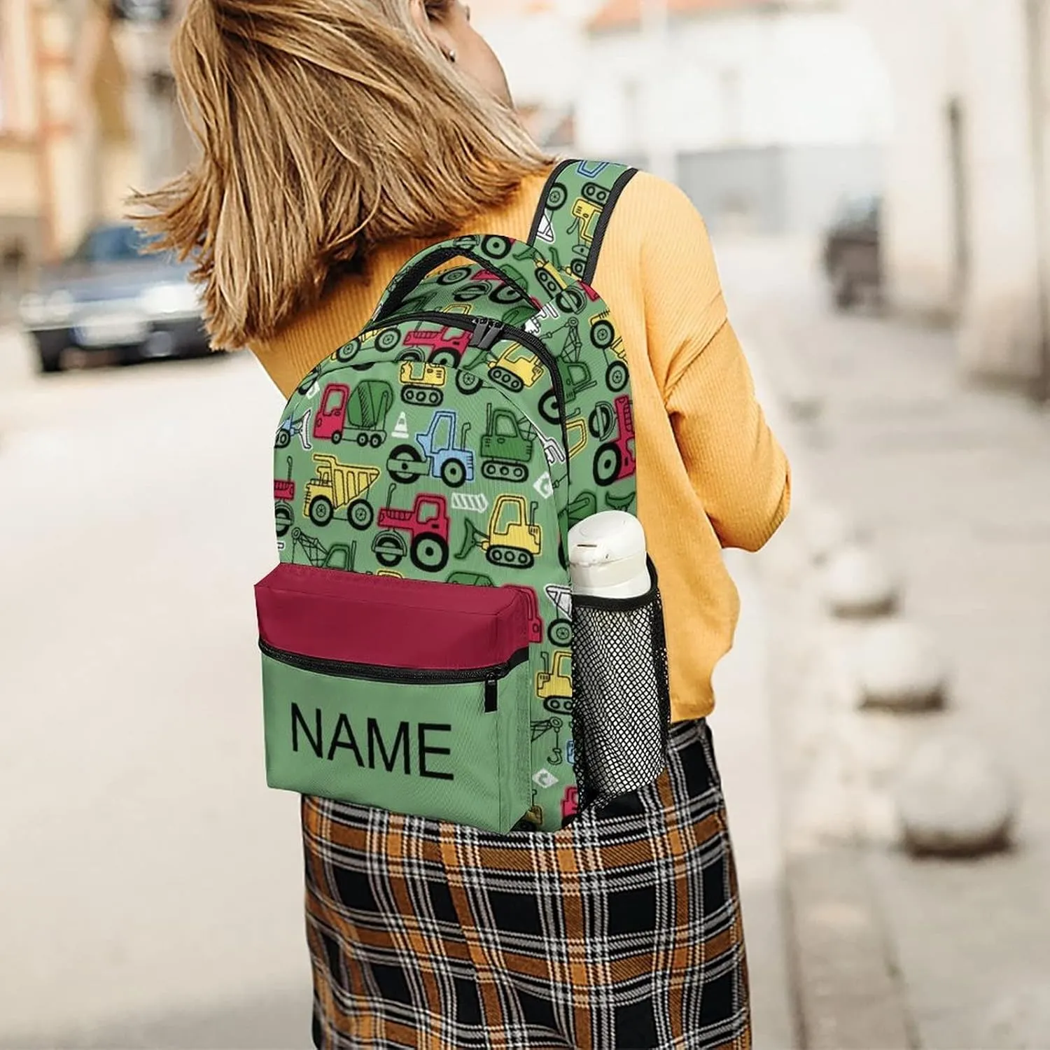 Custom Colorful Truck Car Backpack Personalized Name Text Backpack Daypacks Customized BookBags School Bag for Student Boys Girls