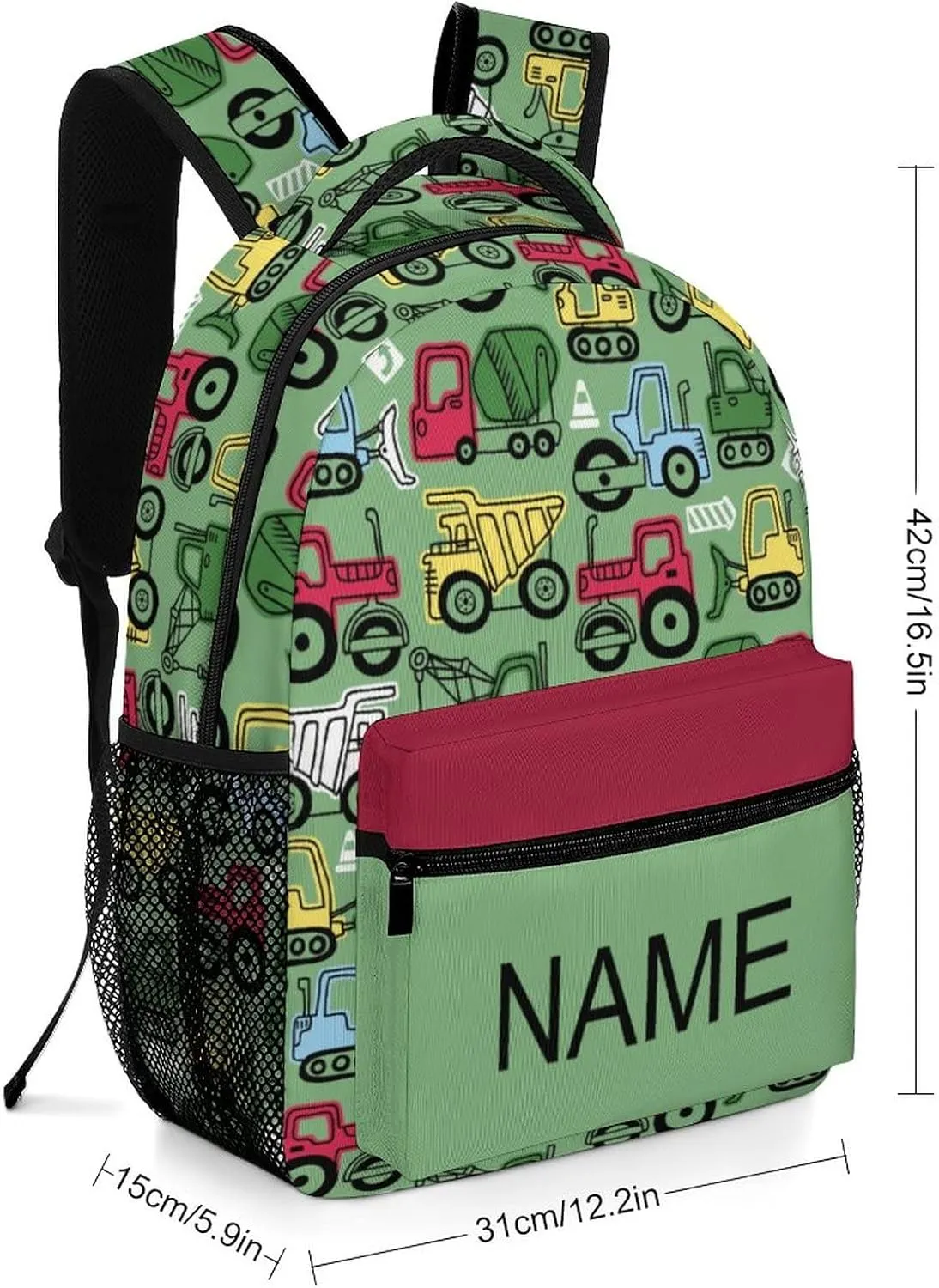 Custom Colorful Truck Car Backpack Personalized Name Text Backpack Daypacks Customized BookBags School Bag for Student Boys Girls