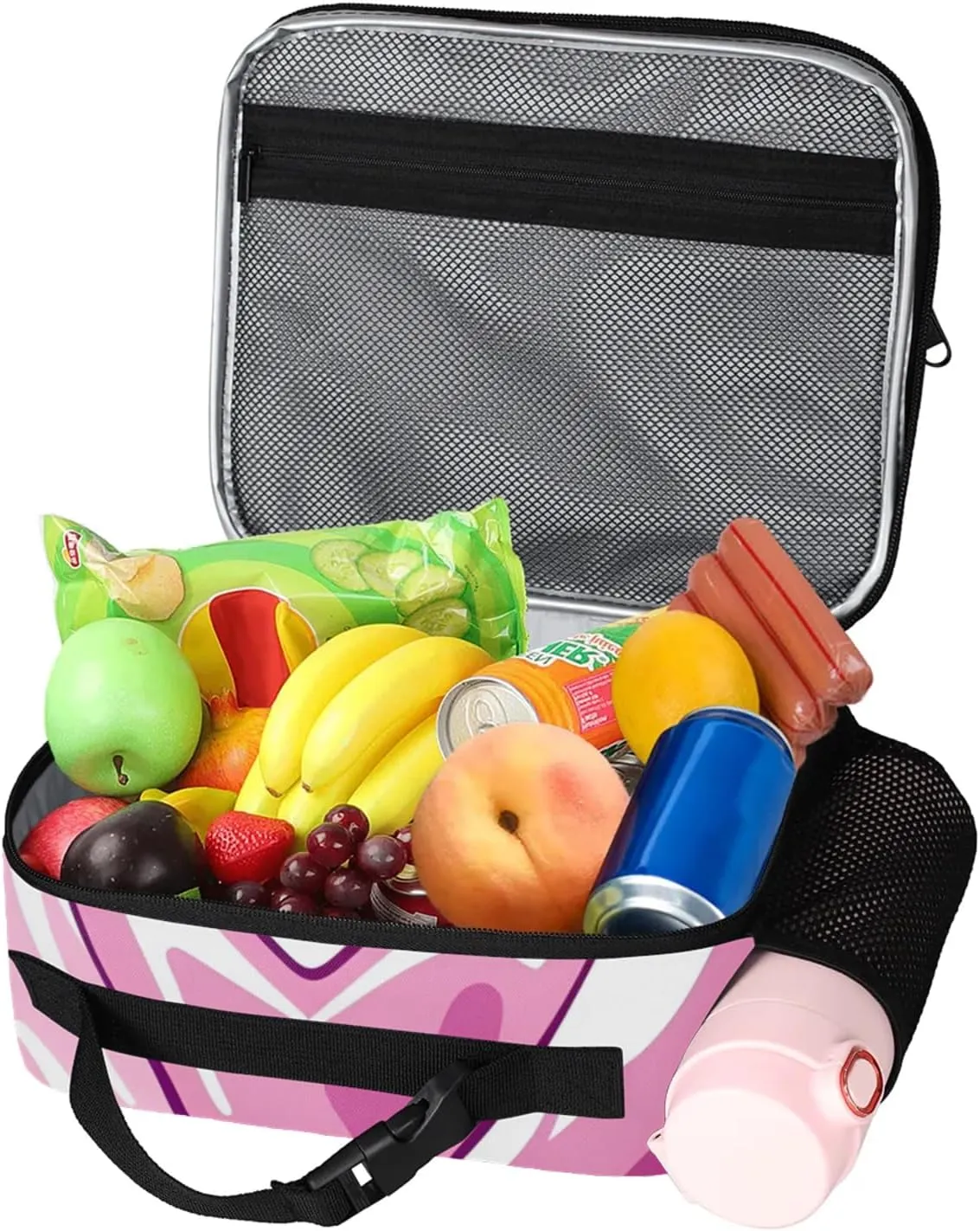 Custom Heart Pink Backpack and Lunch Box Set Personalized Backpack with Name, Customized Modern Retro Lightweight Waterproof Travel Casual Daypacks