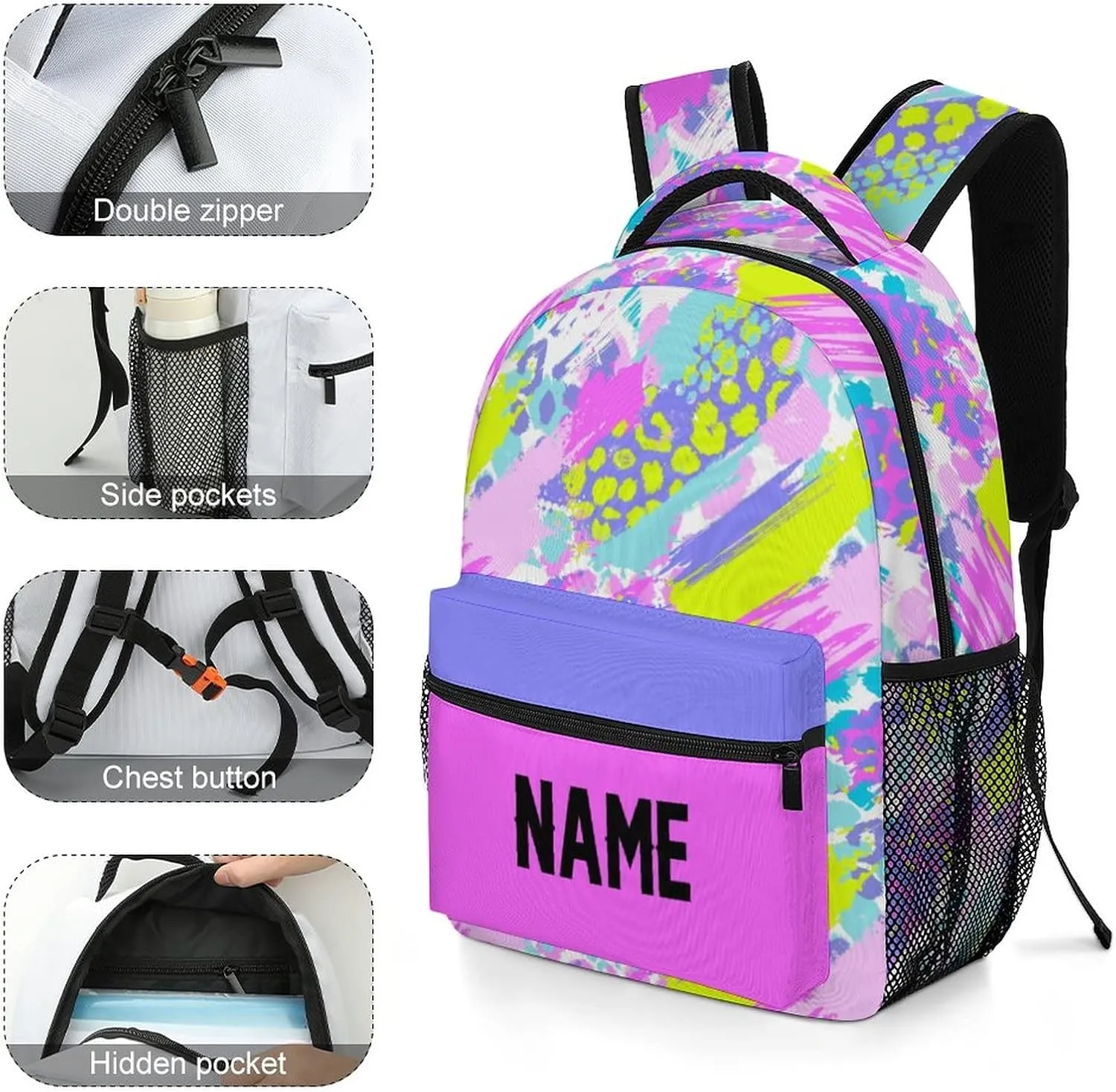 Custom Tie Dye Backpack Personalized Name Text Backpack Daypacks Customized BookBags School Bag for Student Boys Girls