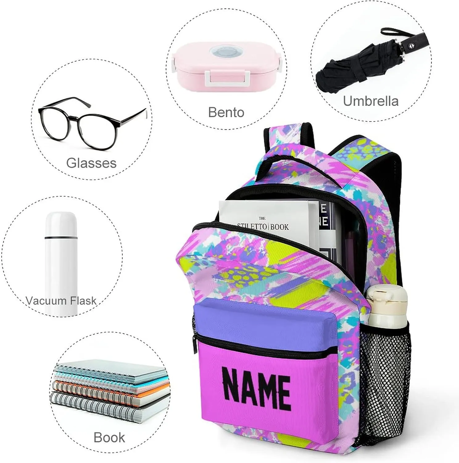 Custom Tie Dye Backpack Personalized Name Text Backpack Daypacks Customized BookBags School Bag for Student Boys Girls