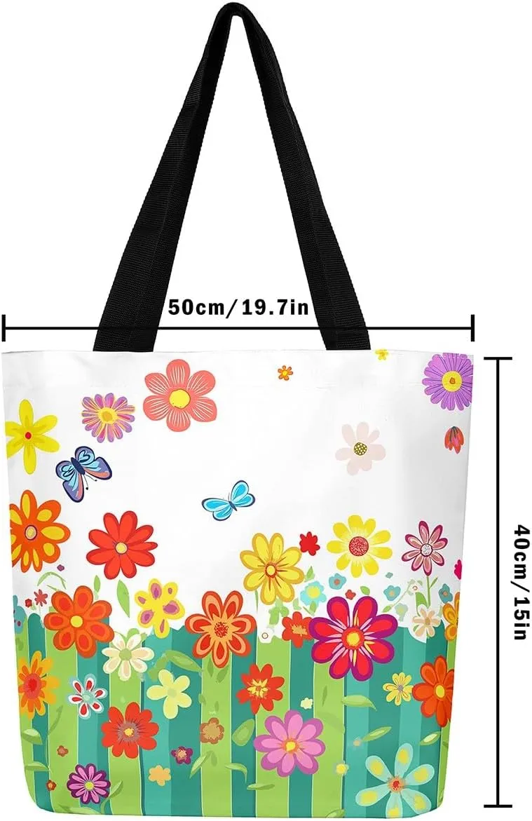 Cute Axolotl Canvas Tote Bag Rainbow Axolotls Shoulder Bag,Ocean Nautical Sea Animal Reusable Grocery Shoulder Bag