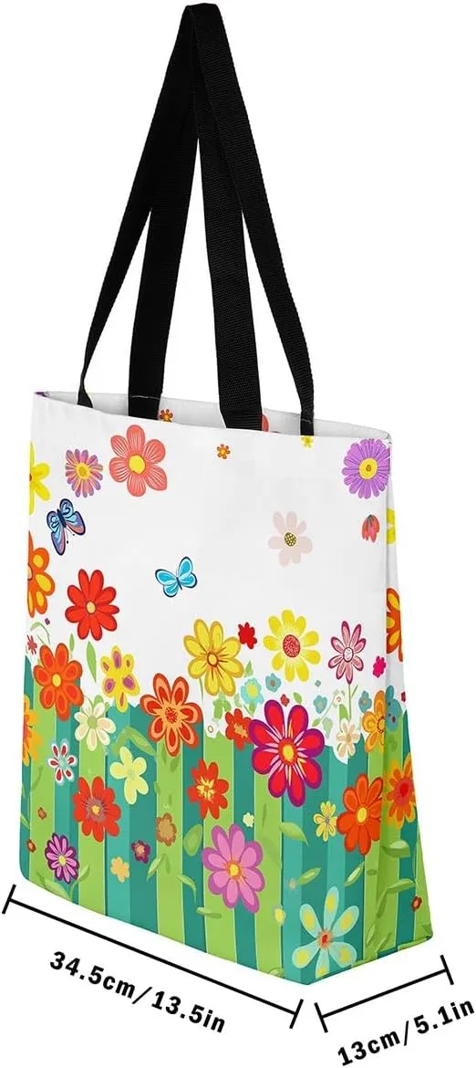 Cute Axolotl Canvas Tote Bag Rainbow Axolotls Shoulder Bag,Ocean Nautical Sea Animal Reusable Grocery Shoulder Bag