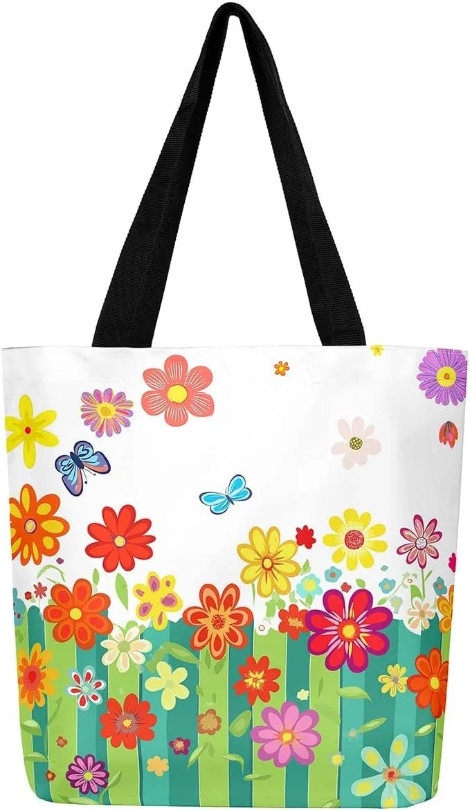 Cute Axolotl Canvas Tote Bag Rainbow Axolotls Shoulder Bag,Ocean Nautical Sea Animal Reusable Grocery Shoulder Bag