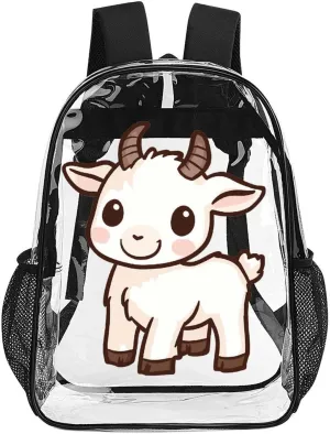 Cute Goat Clear Shoulders Bag Unisex Backpack for Camping Hiking Travel