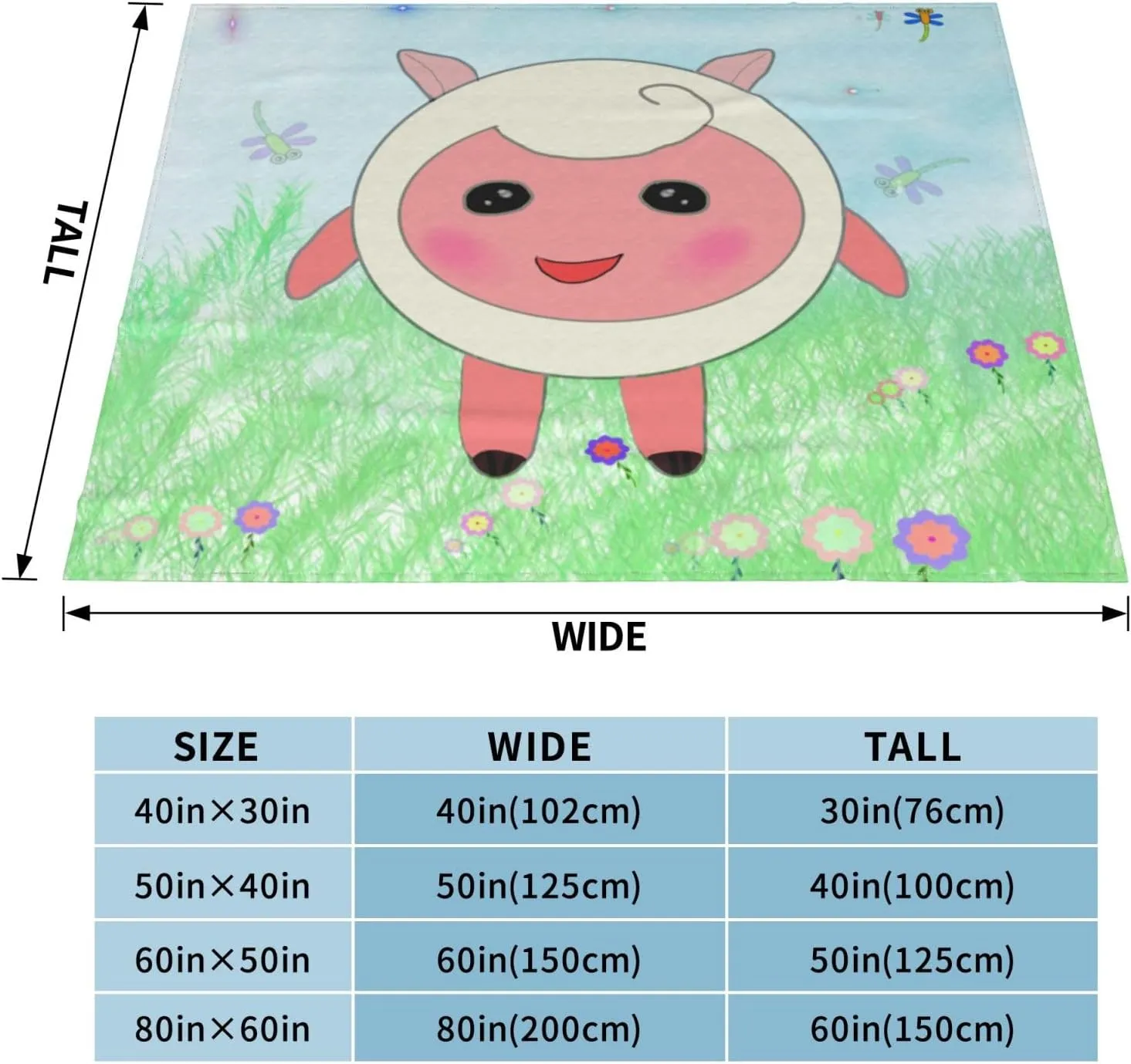 Cute Lamb Super Soft Microfiber Flannel Blankets, Bed, Sofa Ultra Luxurious Warm and Cozy for All Seasons