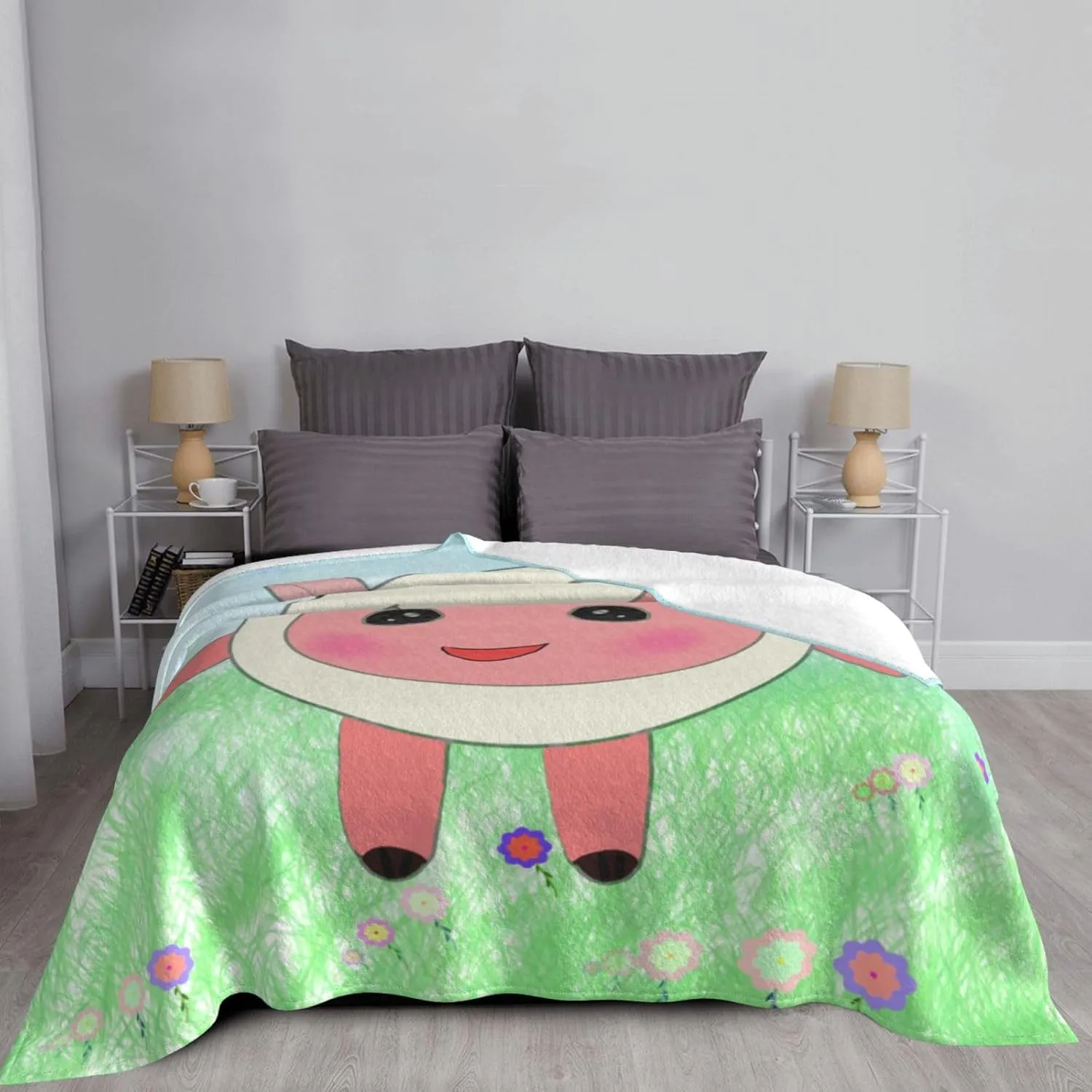 Cute Lamb Super Soft Microfiber Flannel Blankets, Bed, Sofa Ultra Luxurious Warm and Cozy for All Seasons