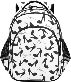 Cute Stilettos Shoes Pattern Backpack for Kids Elementary School Bag Boys Girls Bookbag Travel Backpack Daypack
