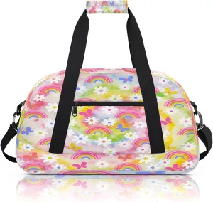 Daisy Rainbow Tie Dye Small Gym Bag 18 inch Carry On Duffel Bag for Weekender Travel Sports Workout Yoga Gymnastics Dance Ballet