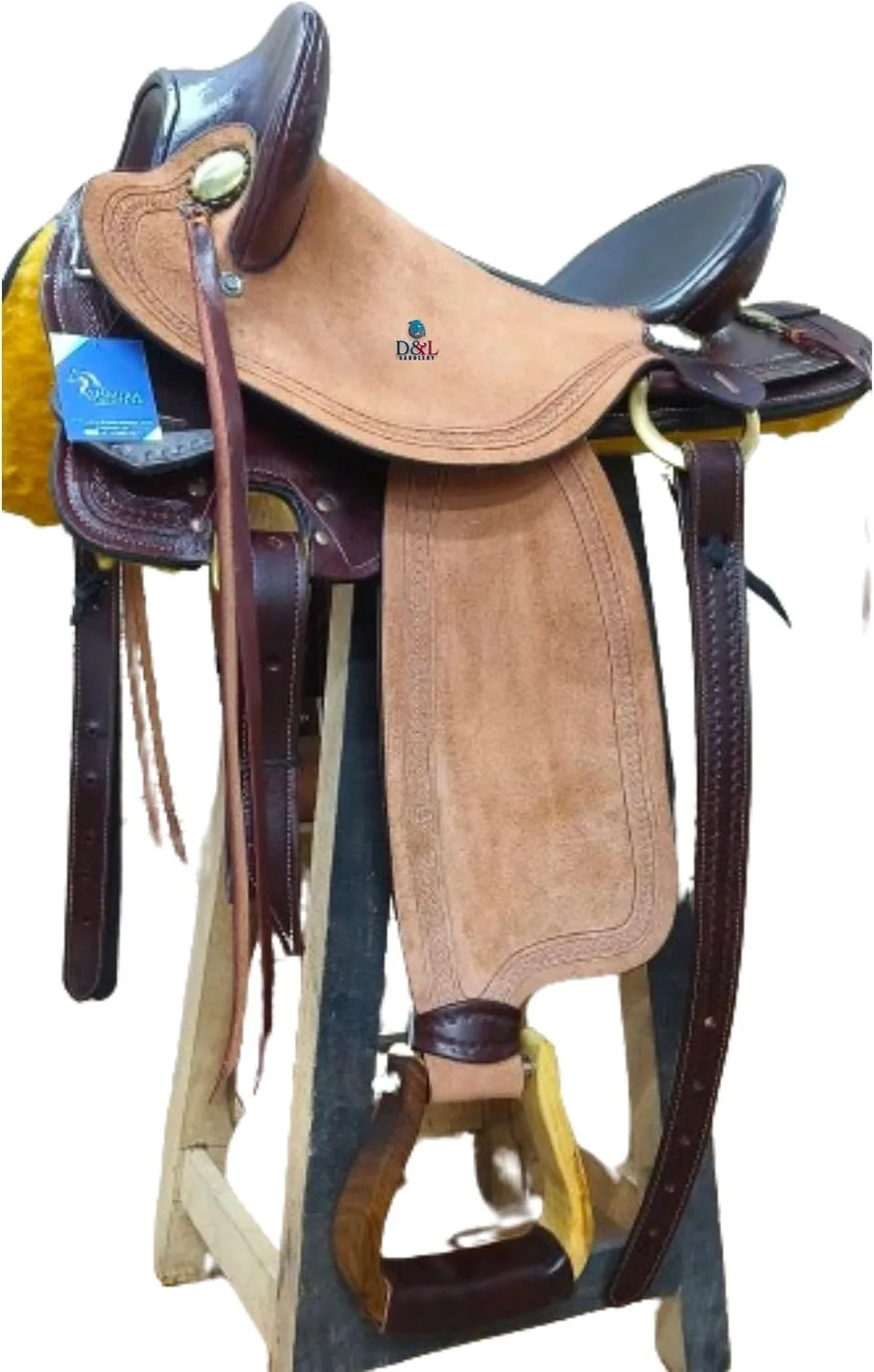 D&L Saddlery Handmade Comfort Trail Without Horn Leather Endurance Hornless Equestrian Horse Saddle for Horseback Riding Size 14" to 18" inch Seat Available MOD01