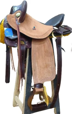 D&L Saddlery Handmade Comfort Trail Without Horn Leather Endurance Hornless Equestrian Horse Saddle for Horseback Riding Size 14" to 18" inch Seat Available MOD01