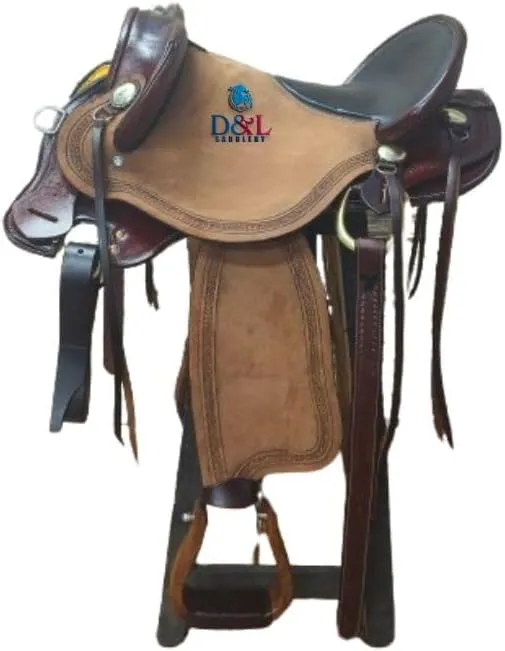 D&L Saddlery Handmade Comfort Trail Without Horn Leather Endurance Hornless Equestrian Horse Saddle for Horseback Riding Size 14" to 18" inch Seat Available MOD01