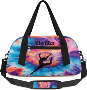 Dancing Colorful Tie-dye Personalized Dance Bag Gym Bag for Girls Boys, Personalized Custom Sports Gym Bag, Customized Kids Duffel Bags Weekender Overnight Bag Travel Duffel Bag for Kids