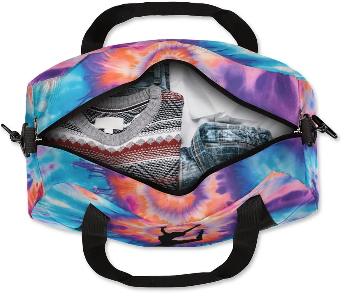 Dancing Colorful Tie-dye Personalized Dance Bag Gym Bag for Girls Boys, Personalized Custom Sports Gym Bag, Customized Kids Duffel Bags Weekender Overnight Bag Travel Duffel Bag for Kids