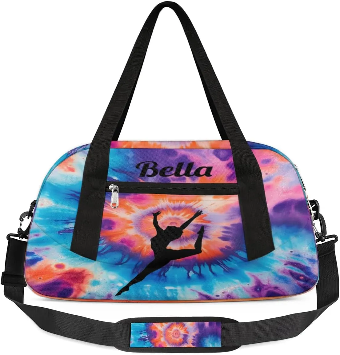 Dancing Colorful Tie-dye Personalized Dance Bag Gym Bag for Girls Boys, Personalized Custom Sports Gym Bag, Customized Kids Duffel Bags Weekender Overnight Bag Travel Duffel Bag for Kids