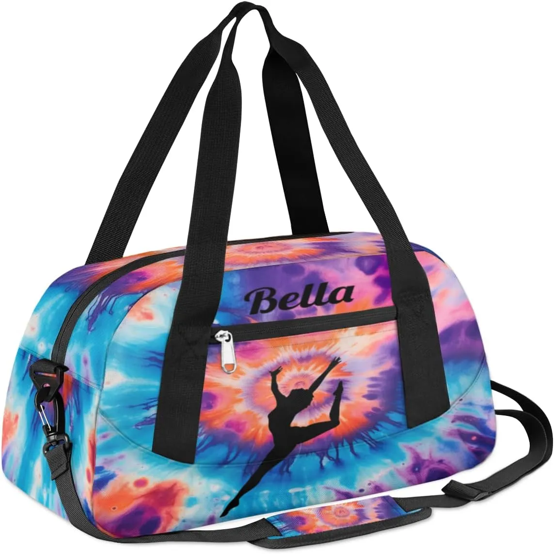 Dancing Colorful Tie-dye Personalized Dance Bag Gym Bag for Girls Boys, Personalized Custom Sports Gym Bag, Customized Kids Duffel Bags Weekender Overnight Bag Travel Duffel Bag for Kids