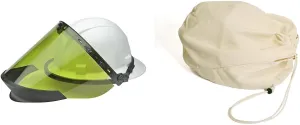 Delta Plus WELCUARC7BASIC Flash-Pro Basic Head-Face Arc Protection Kit Cu-Arc-7-Basic Full Brim Cap, PPE Risk Cat 2 Arcfit 14 Shield Chin Protector, VB-65, 10" H x 8" W x 9" L, One Size, White