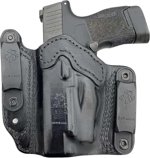 DeSantis Variable GRD Gun Holster, Fits Springfield Hellcat and Hellcat OSP, Made of Premium Saddle Leather, Tough Design and Stitching, Ambidextrous Holster, Unisex, Black
