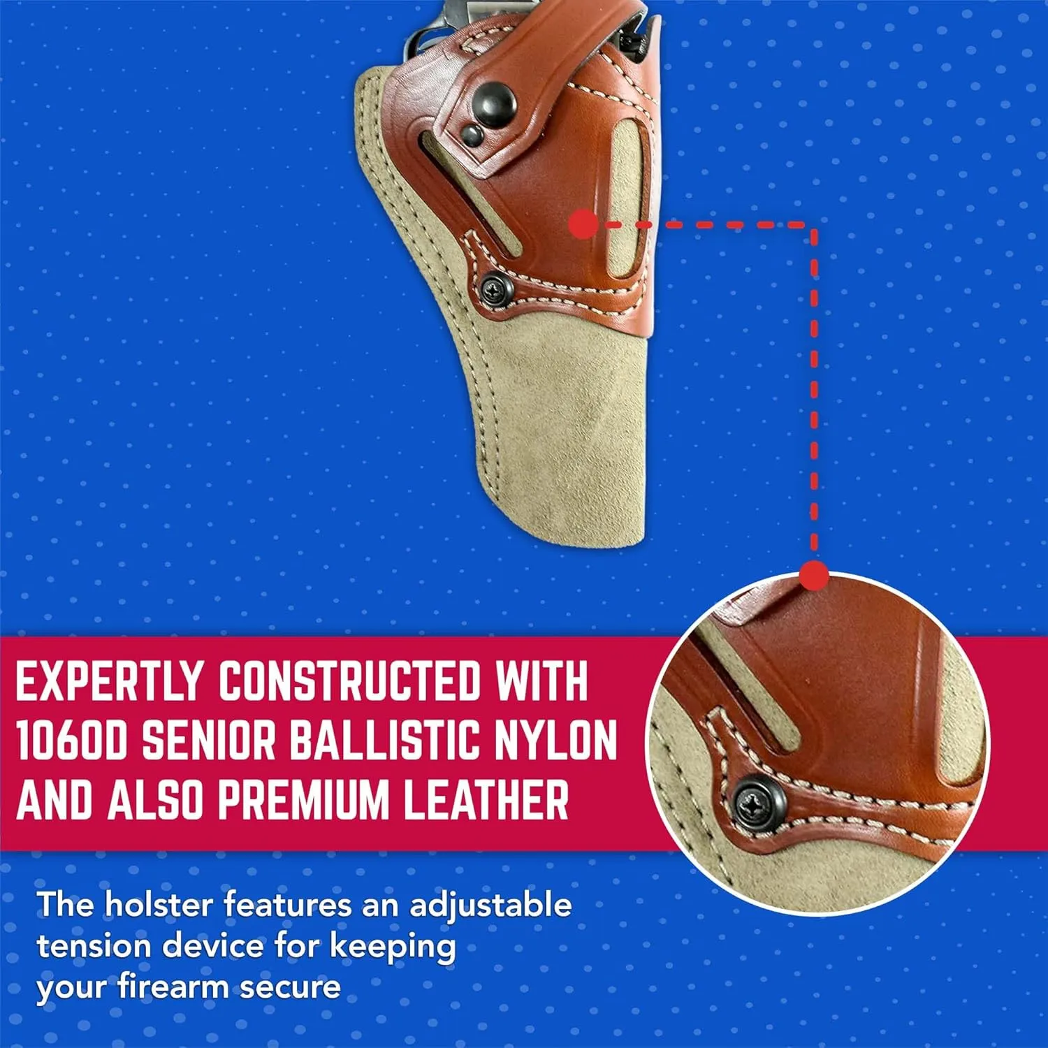 DeSantis Wild Hog Hybrid - OWB Holster for Pistols and Revolvers, Ambidextrous Gun Holster for Men and Women, Made with 1060D Senior Ballistic Nylon and Premium Saddle Leather