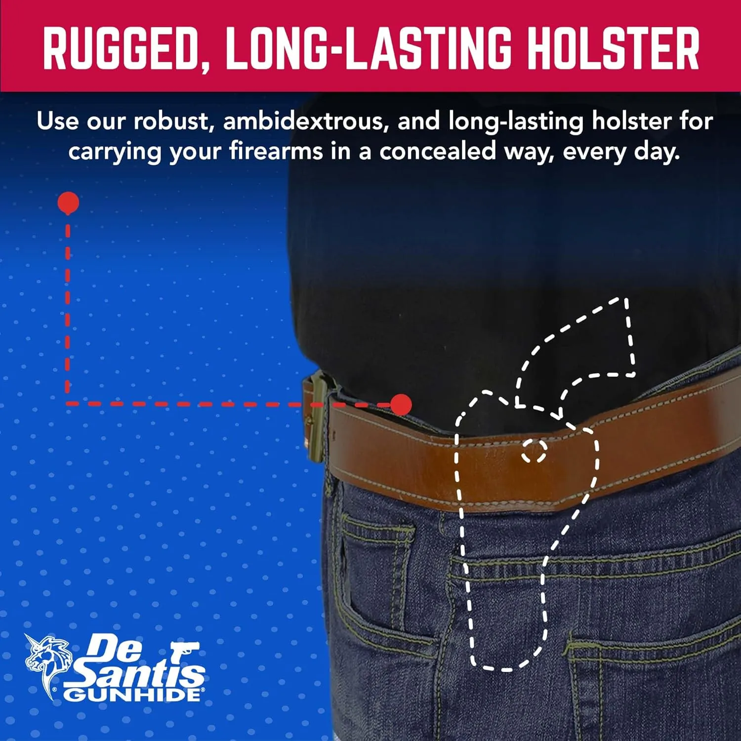 DeSantis Wild Hog Hybrid - OWB Holster for Pistols and Revolvers, Ambidextrous Gun Holster for Men and Women, Made with 1060D Senior Ballistic Nylon and Premium Saddle Leather