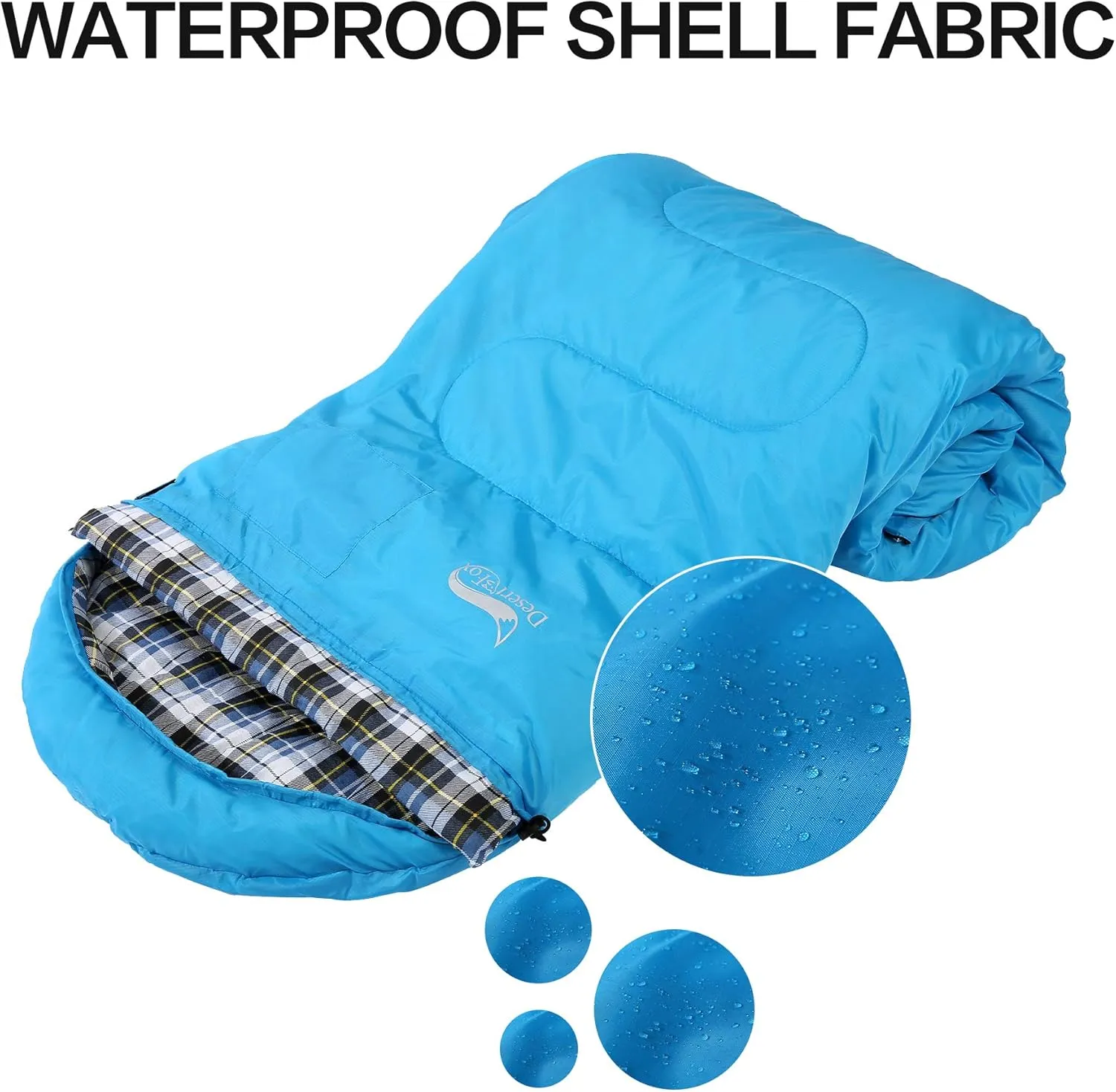 Desert & Fox Cotton Flannel Sleeping Bags with Pillow, 4 Season Warm & Cold Weather Envelope Compression Sack, Lightweight & Portable Backpacking Sleeping Bag for Outdoor Camping, Hiking, Traveling