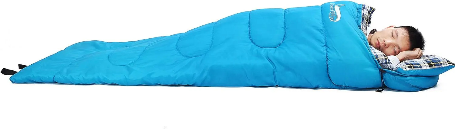 Desert & Fox Cotton Flannel Sleeping Bags with Pillow, 4 Season Warm & Cold Weather Envelope Compression Sack, Lightweight & Portable Backpacking Sleeping Bag for Outdoor Camping, Hiking, Traveling