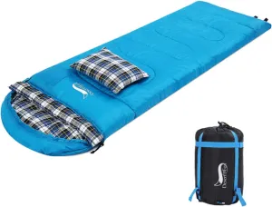 Desert & Fox Cotton Flannel Sleeping Bags with Pillow, 4 Season Warm & Cold Weather Envelope Compression Sack, Lightweight & Portable Backpacking Sleeping Bag for Outdoor Camping, Hiking, Traveling