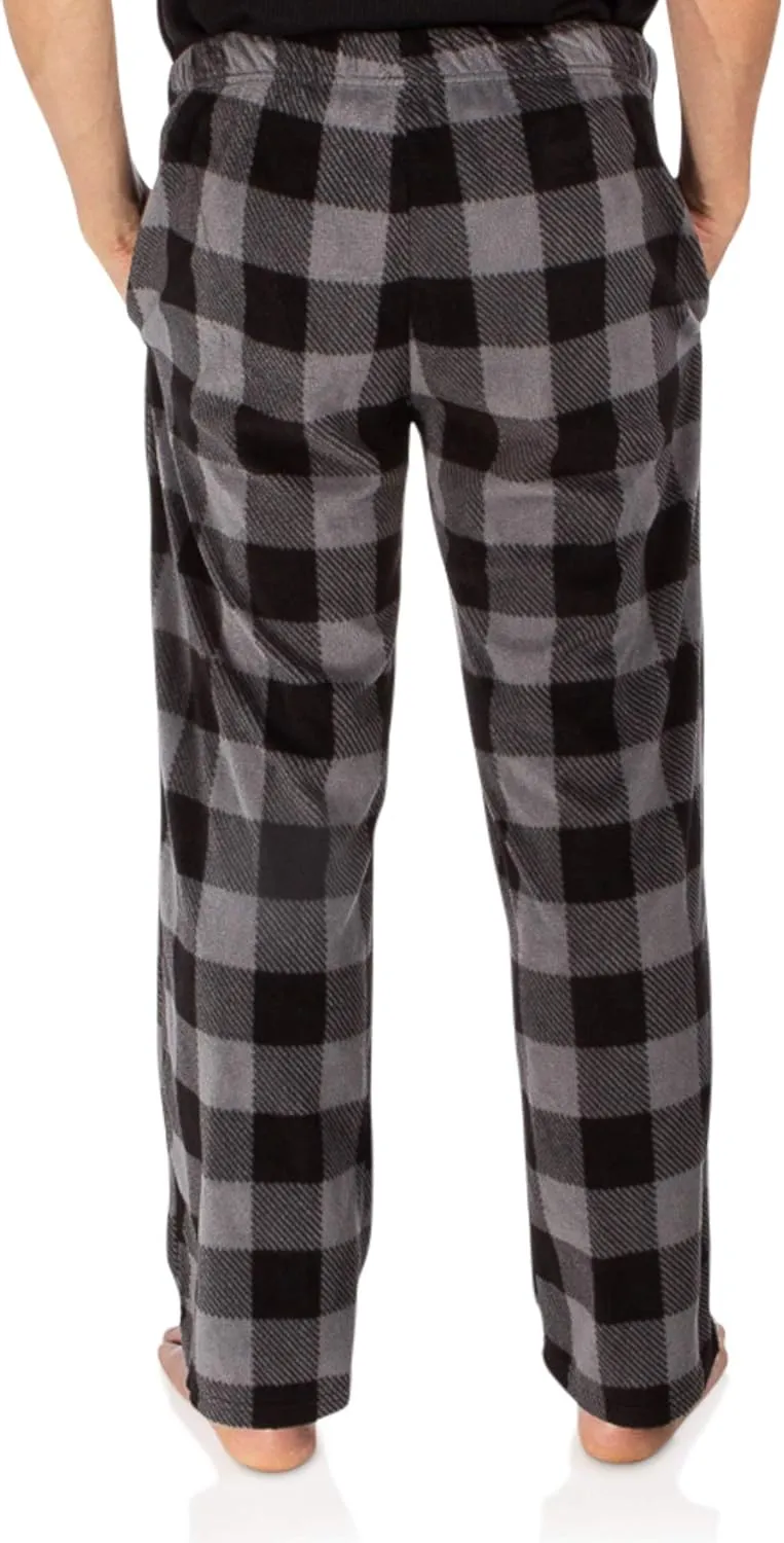 DG Hill 1Pack or 3Pack Mens PJ Pajama Pants Bottoms Fleece Lounge Pants Sleepwear Plaid PJs with Pockets Microfleece