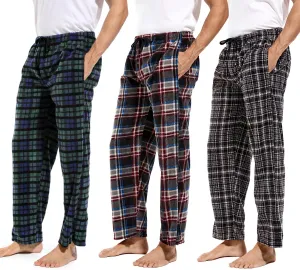 DG Hill 1Pack or 3Pack Mens PJ Pajama Pants Bottoms Fleece Lounge Pants Sleepwear Plaid PJs with Pockets Microfleece