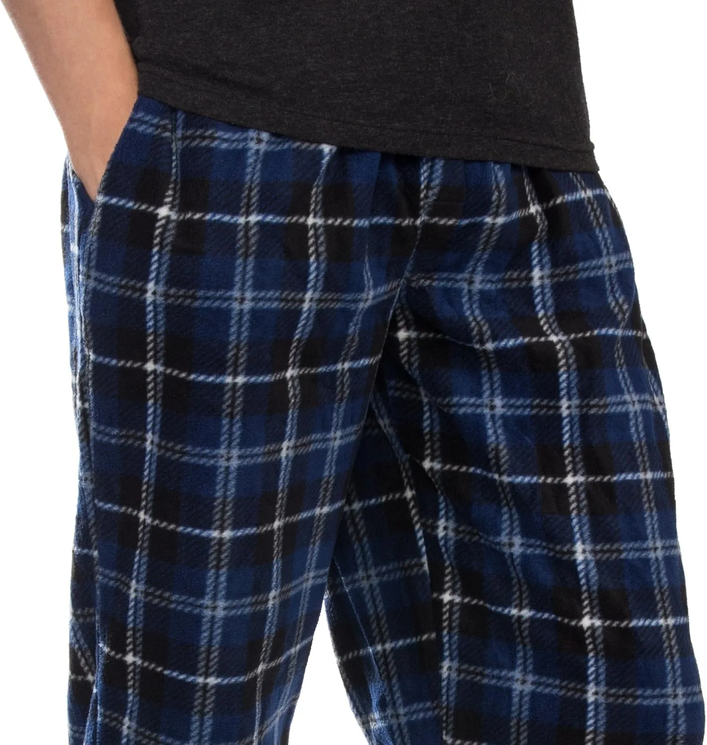 DG Hill 1Pack or 3Pack Mens PJ Pajama Pants Bottoms Fleece Lounge Pants Sleepwear Plaid PJs with Pockets Microfleece