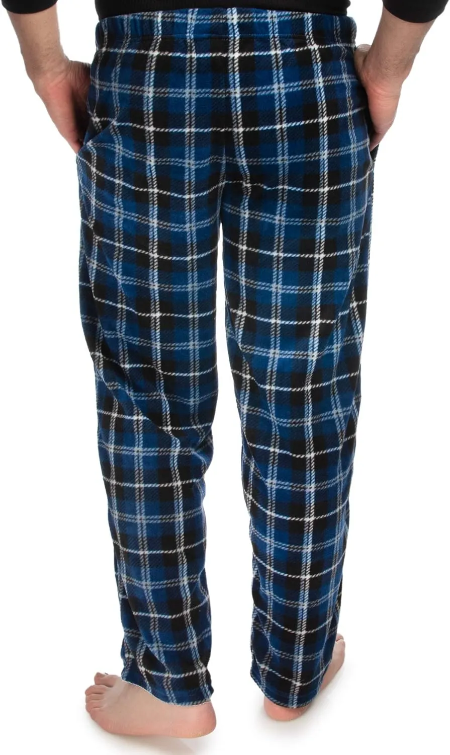 DG Hill 1Pack or 3Pack Mens PJ Pajama Pants Bottoms Fleece Lounge Pants Sleepwear Plaid PJs with Pockets Microfleece