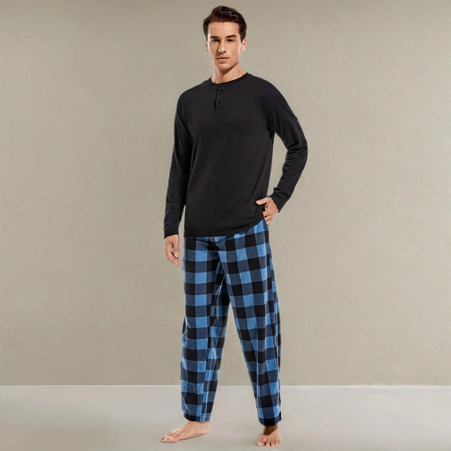 DG Hill Pajama Pants Men - Flannel Pajama Pants Fleece PJS Sets Cotton Top - Mens Pajama Set PJ Sleep Pant Loungewear Sets