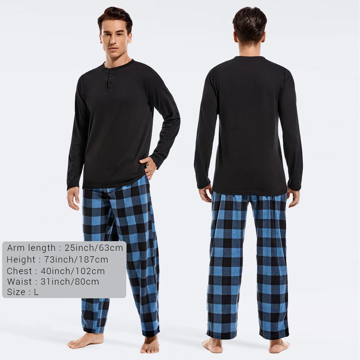 DG Hill Pajama Pants Men - Flannel Pajama Pants Fleece PJS Sets Cotton Top - Mens Pajama Set PJ Sleep Pant Loungewear Sets