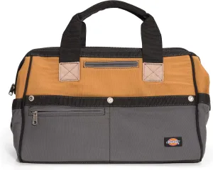 Dickies 16-Inch Durable Canvas Work Bag for Painters, Carpenters, and Builders, Heavy-Duty Zipper, Reinforced Handles, Exterior Pockets, Tan/Grey