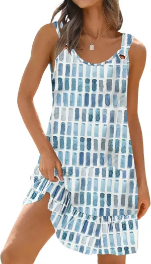Disamer Womens Sundresses 2025 Vacation Beach Dresses Swimsuit Cover Ups Sleeveless Button Down Spring Sun Summer Dress