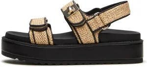 DOEYG Raffia Platform Sandals for Women Comfortable Casual Adjustable Buckle Strap Summer Open Toe Woven Slingback Beach Sandals