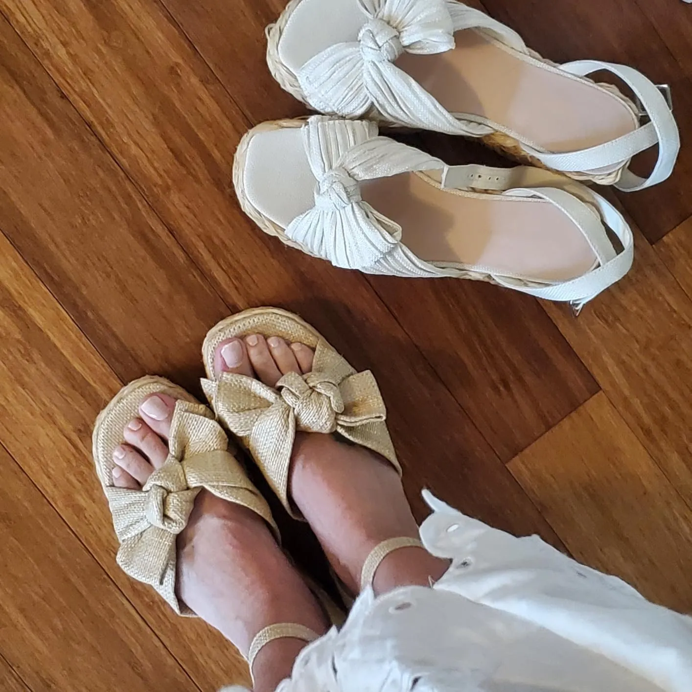 DOEYG Raffia Platform Sandals for Women Comfortable Casual Adjustable Buckle Strap Summer Open Toe Woven Slingback Beach Sandals
