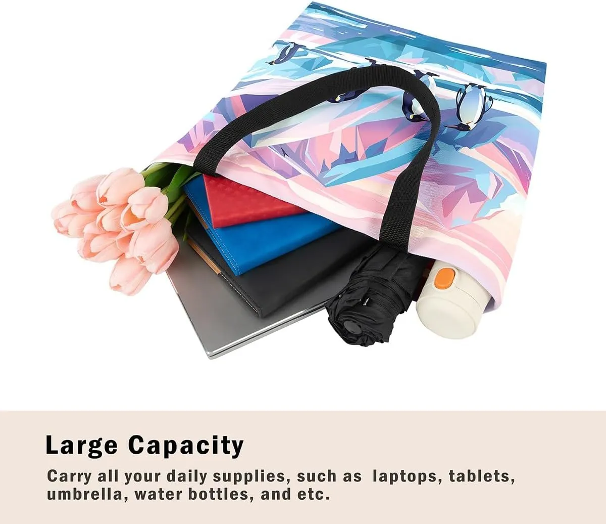 Dolphin Canvas Tote Bag,Nautical Sea Animal Gym Bag,Tropical Coastal Reusable Cloth Cotton Bags