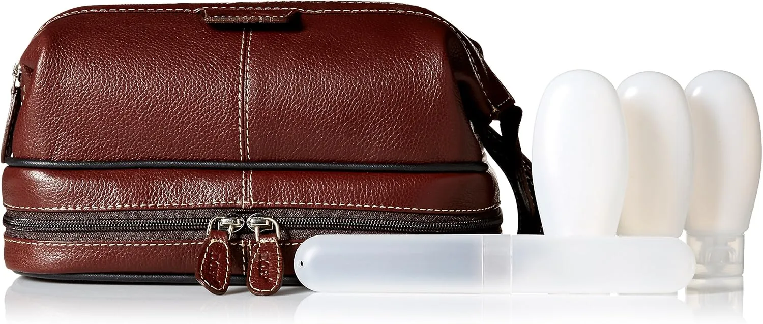 Dopp Mens Country Saddle Travel Kit with Bonus Items-Leather, Brown,One Size